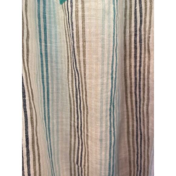 J. Jill 100% Linen StripedBlouse Top 3/4 Sleeves w/ Embroidery Size Small Petite - Picture 7 of 9